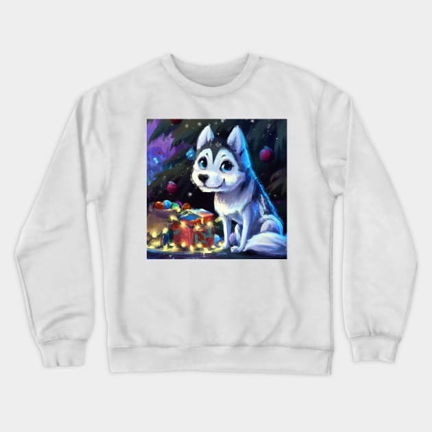 Cute Husky Drawing Crewneck Sweatshirt by Play Zoo